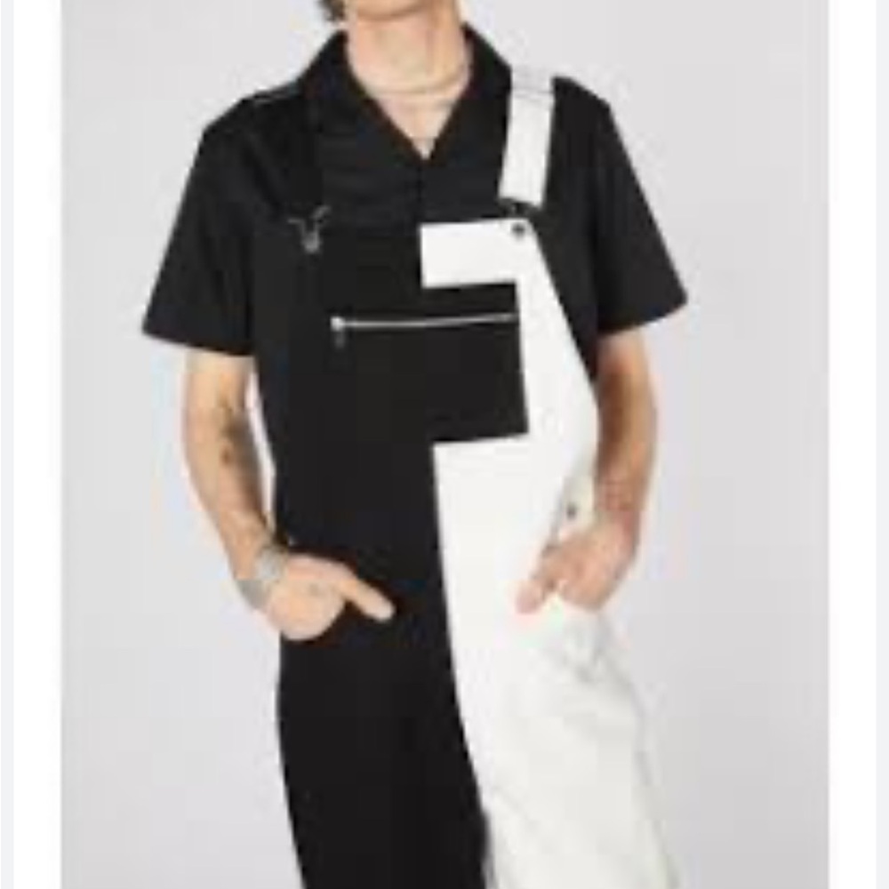 Y2K Dangerfield Two-Tone Black and White Cotton Denim Overalls S